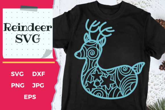 Christmas Reindeer Line Art Illustration Graphics Review