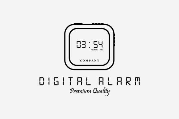 Line Art Digital Alarm Modern Hour Logo Graphics and Logos