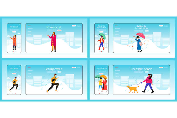 Rainwear Landing Page Flat Color Vector Graphics