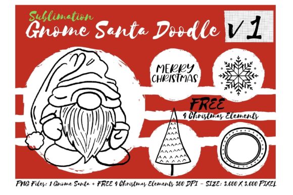 Sublimation Gnome Santa Doodle V1: A Designer's Review of Graphics and Illustrations