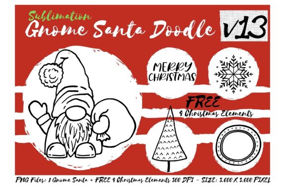 Sublimation Gnome Santa Doodle V13 Graphics and Illustrations Review