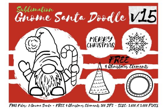 Sublimation Gnome Santa Doodle V15 Graphics and Illustrations Review