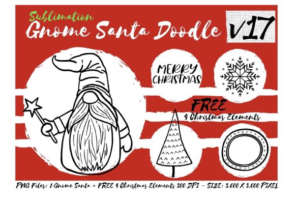 Sublimation Gnome Santa Doodle V17 Graphics and Illustrations Review