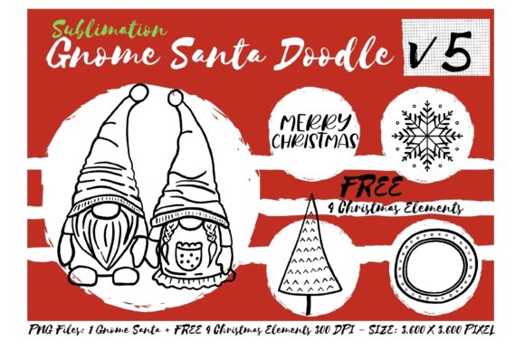 Sublimation Gnome Santa Doodle V5 Graphics & Illustrations Review