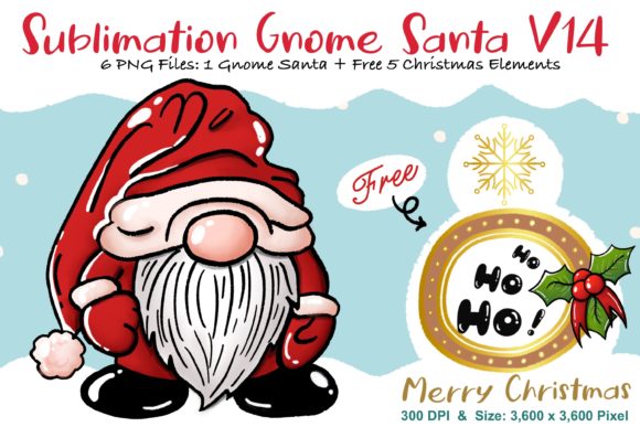 Sublimation Gnome Santa V14: Graphics and Illustrations for Local Business Branding