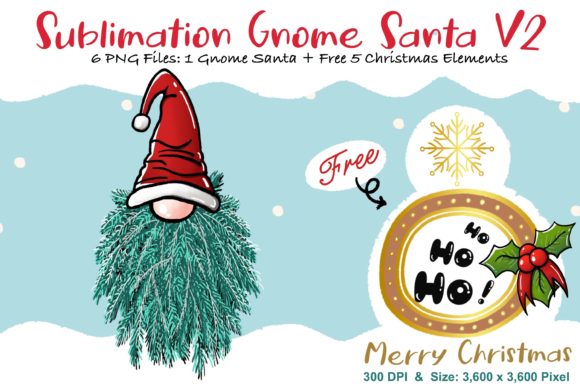 Sublimation Gnome Santa V2: Graphics and Illustrations for Seasonal Content