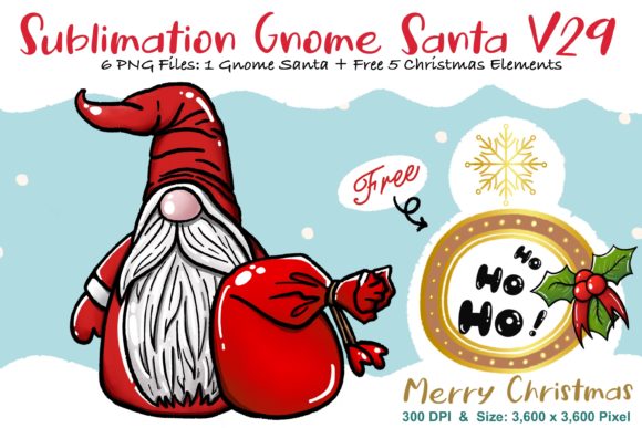 Sublimation Gnome Santa V29 Graphics and Illustrations Review