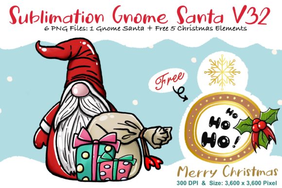 Sublimation Gnome Santa V32 Graphics and Illustrations Review