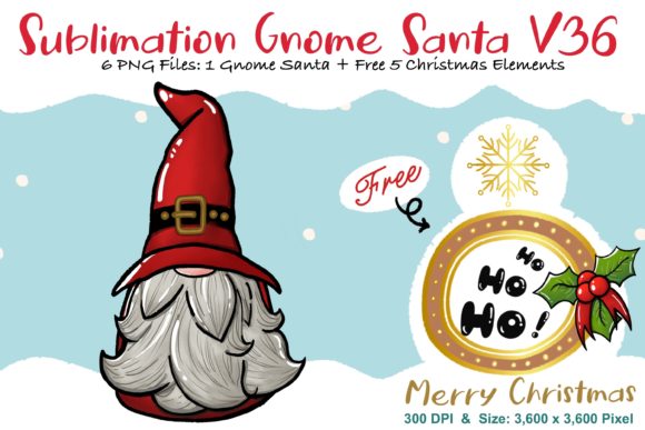 Sublimation Gnome Santa V36 Graphics and Illustrations Review