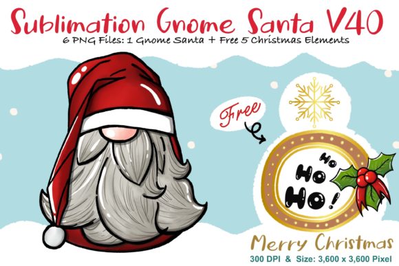 Sublimation Gnome Santa V40 Graphics and Illustrations Review