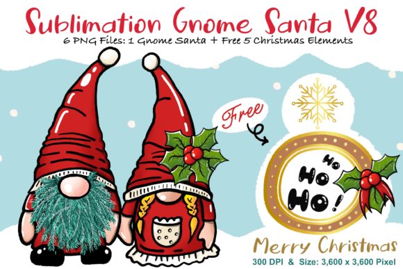 Sublimation Gnome Santa V8 Graphics and Illustrations Review
