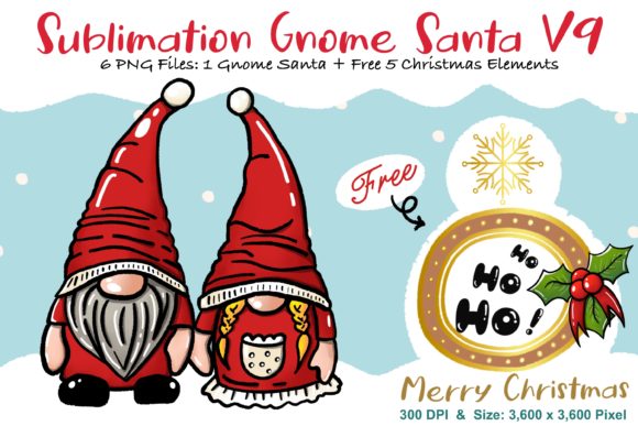Sublimation Gnome Santa V9 Graphics and Illustrations Review