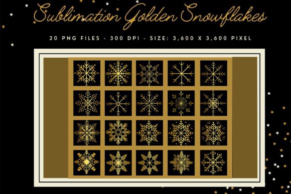 Sublimation Golden Snowflakes Graphics and Illustrations Review