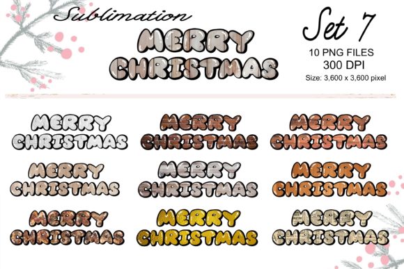 Sublimation Merry Christmas Set 7: Graphics and Illustrations for Branding