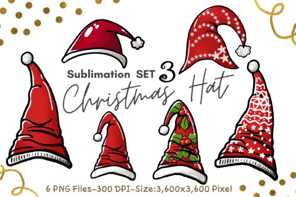 Sublimation Set 3 Christmas Hat Graphics and Illustrations