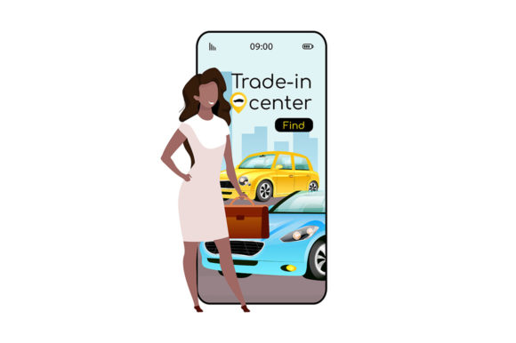 Trade in Center Cartoon Smartphone Graphics and Ux And Ui Kits