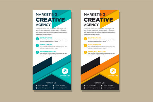Vertical Banner Paper Cut Blue Orange for Graphics & Print Templates